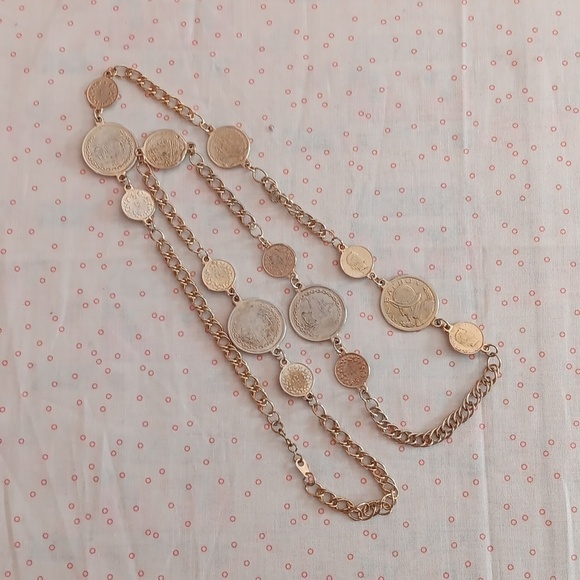 Gold Tone Korea Coin Chain Necklace - Picture 3 of 9